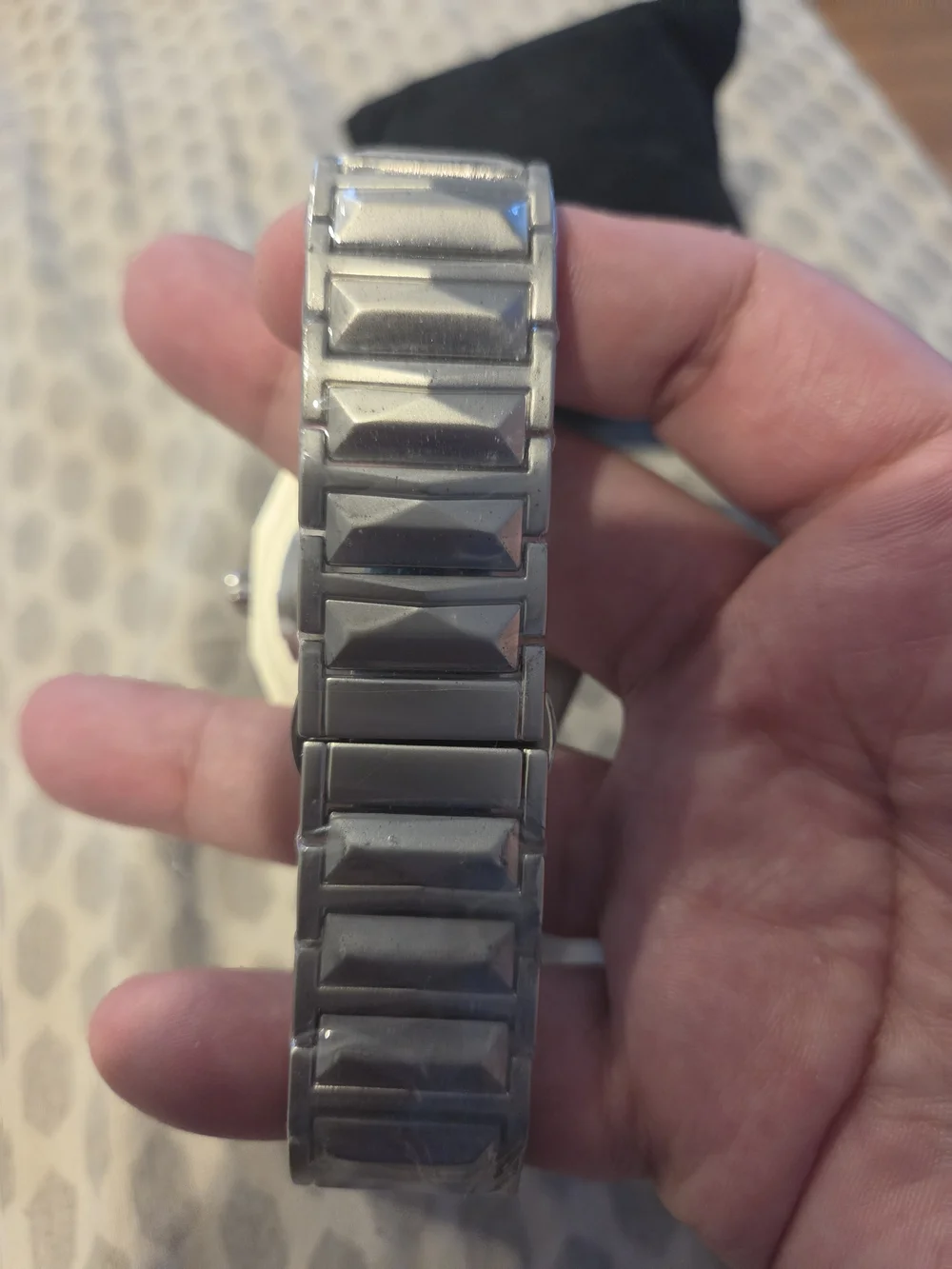 Hubl0t Men's White/Silver Skeleton Dial Bracelet Watch Automatic Heavy Fits Sz 8